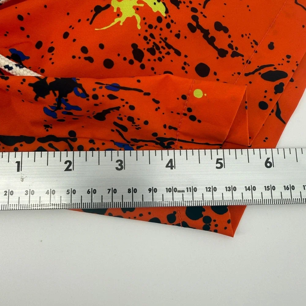 Psycho Bunny Mens Orange Paint Splatter Swim Trunks Shorts Size S